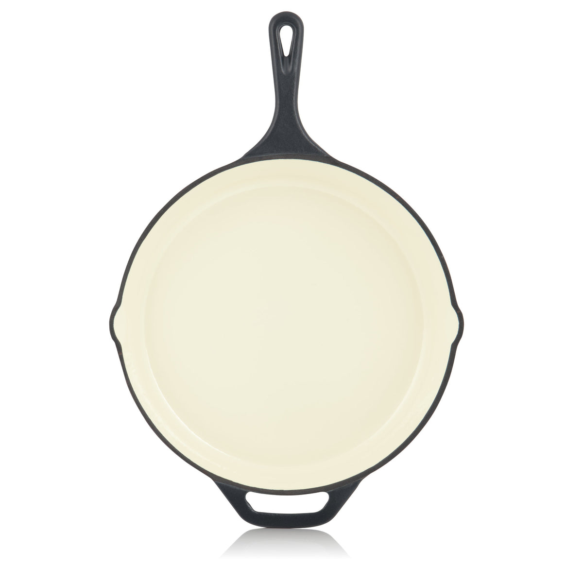 Cast iron skillet, enameled, Ø 29.5 cm, two pouring spouts, lid included