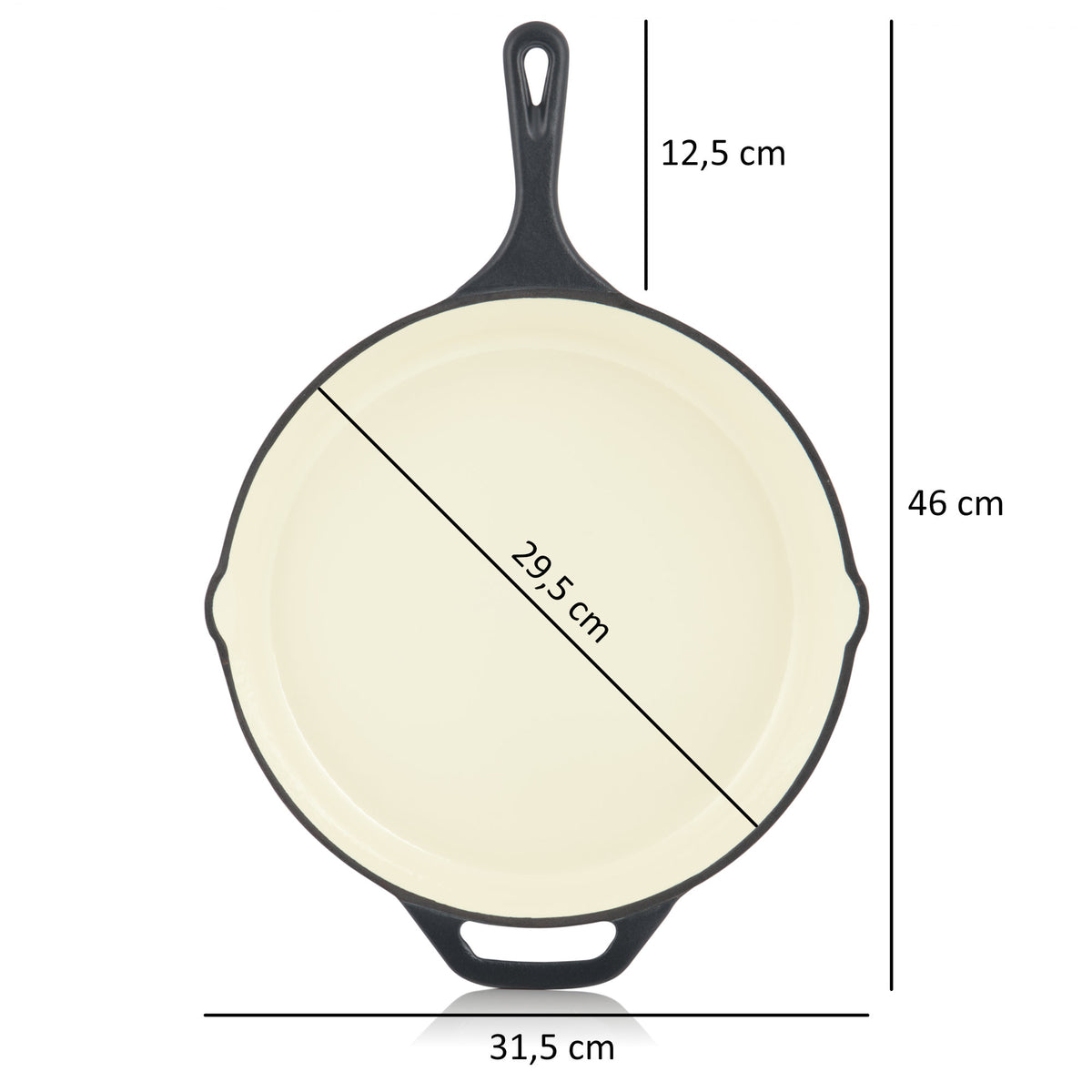 Set de cuisson, 3 pièces, fonte émaillée, couvercle de poêle inclus