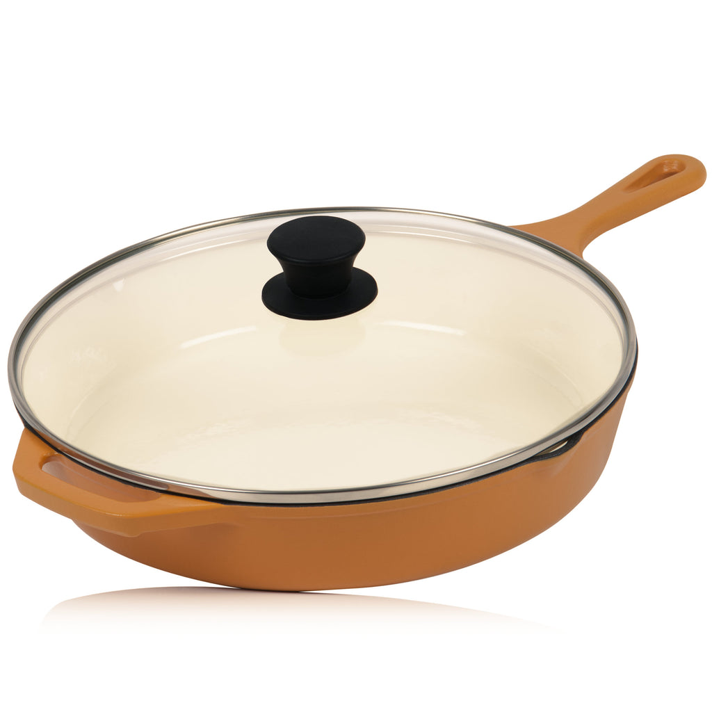 Set de cuisson, 3 pièces, fonte émaillée, couvercle de poêle inclus