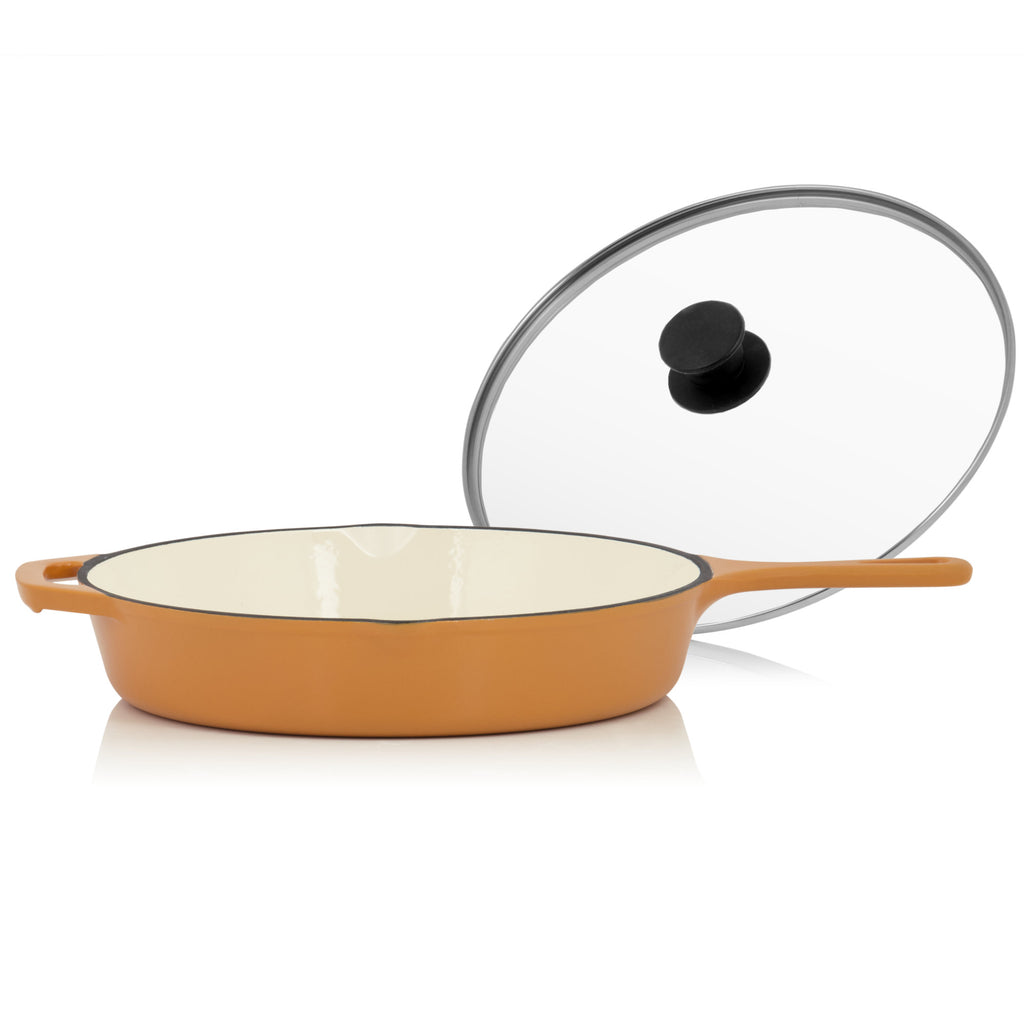 Set de cuisson, 3 pièces, fonte émaillée, couvercle de poêle inclus
