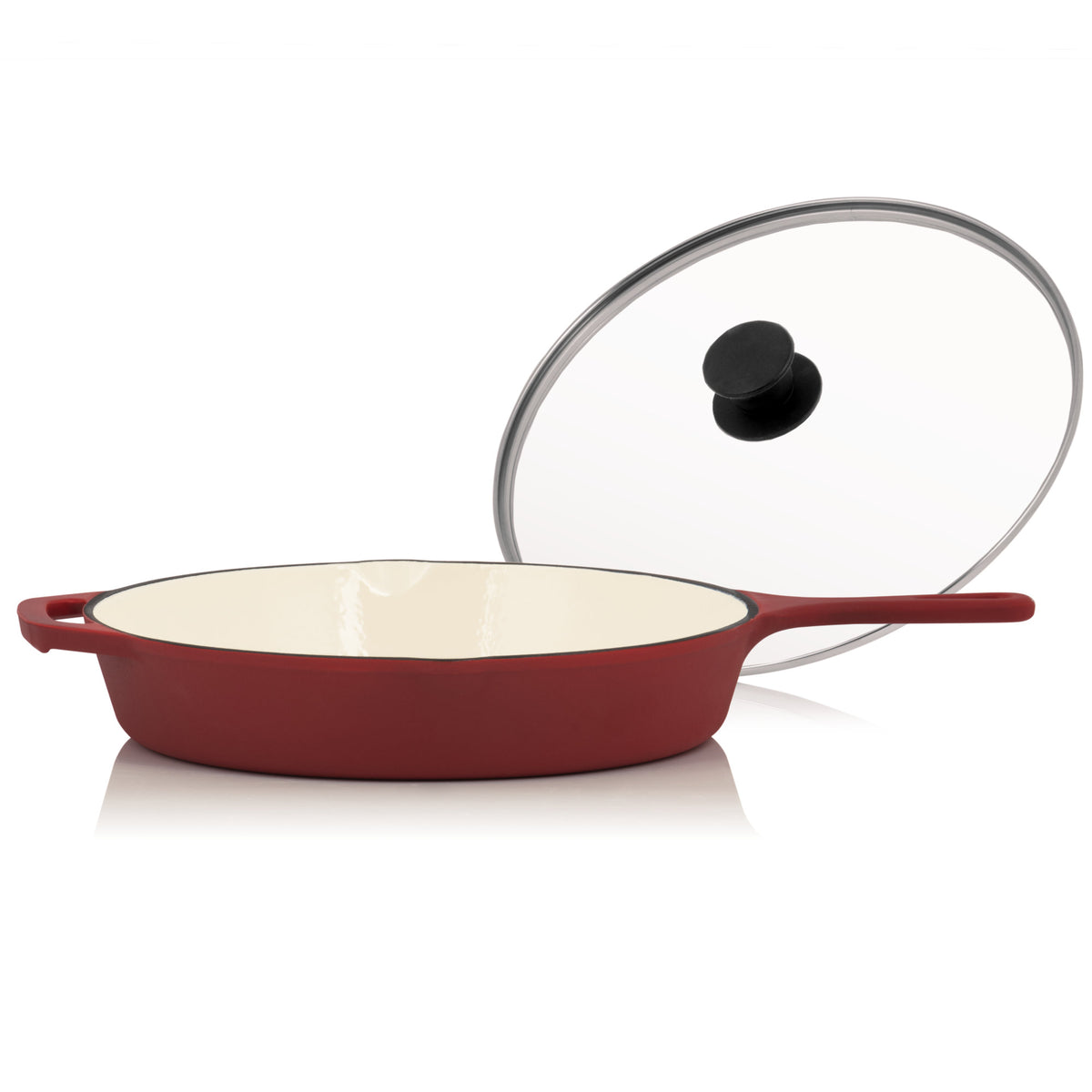 Set de cuisson, 3 pièces, fonte émaillée, couvercle de poêle inclus