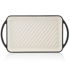 Grillplatte, 39,5 x 22 x 3,5 cm, Gusseisen, emailliert, inkl. zwei Griffen