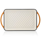 Grillplatte, 39,5 x 22 x 3,5 cm, Gusseisen, emailliert, inkl. zwei Griffen