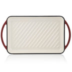 Grillplatte, 39,5 x 22 x 3,5 cm, Gusseisen, emailliert, inkl. zwei Griffen