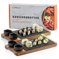 Plateau de service, lot de 2, avec ardoise et coupelle à sauce, planche à sushi