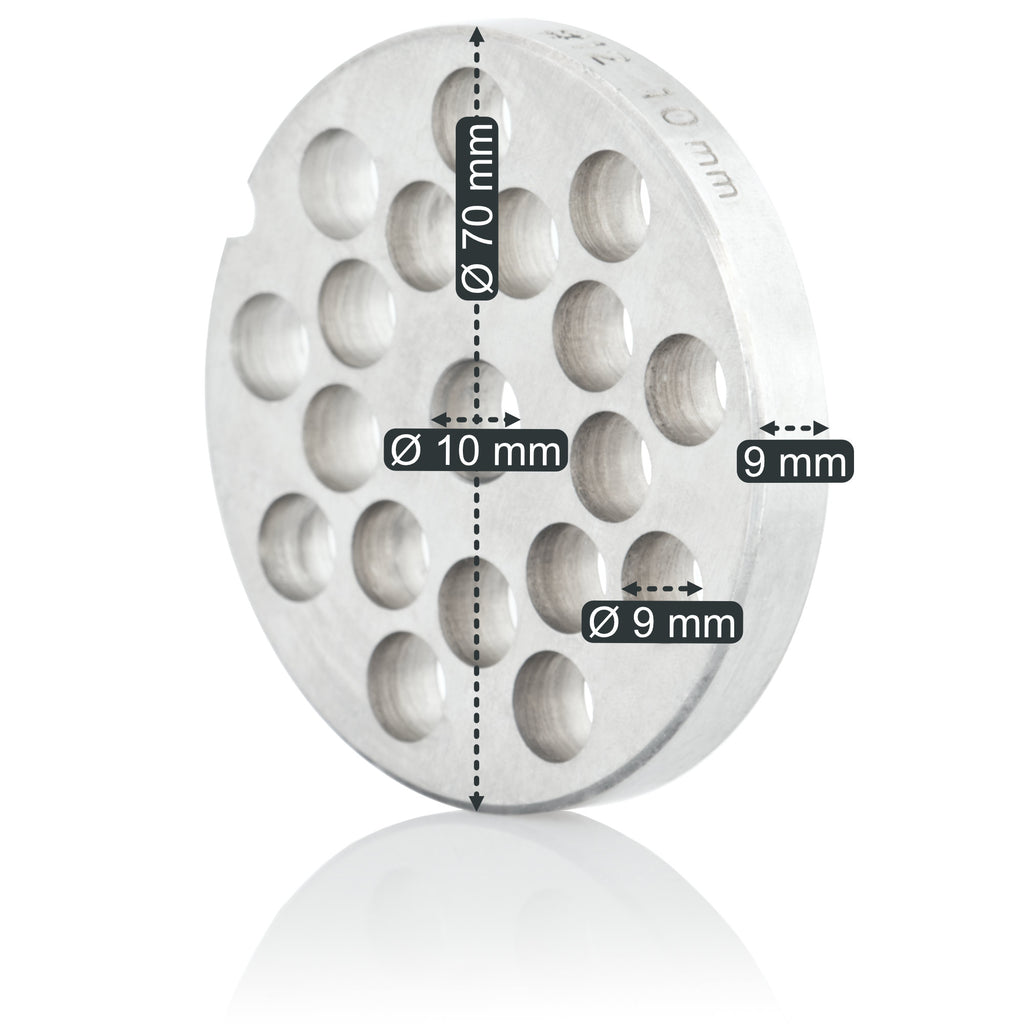 Lochscheibe für Fleischwolf, Ø 7 cm, Löcher Ø 9 mm