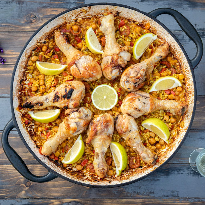 Paella pan, Ø 35 cm, cast iron, enamelled, with two handles