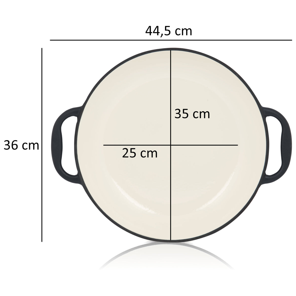 Paella pan, Ø 35 cm, cast iron, enamelled, with two handles