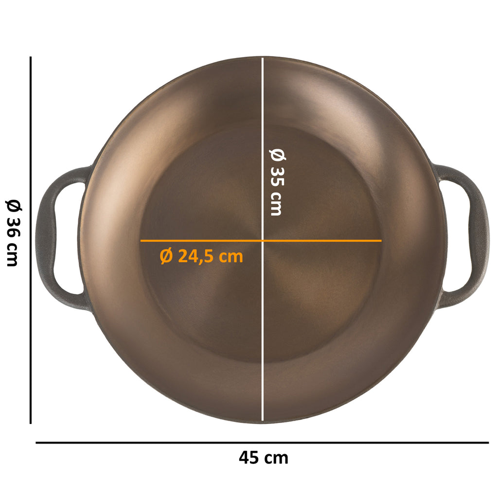 Paella Pfanne, Ø 35 cm, Gusspfanne, poliert