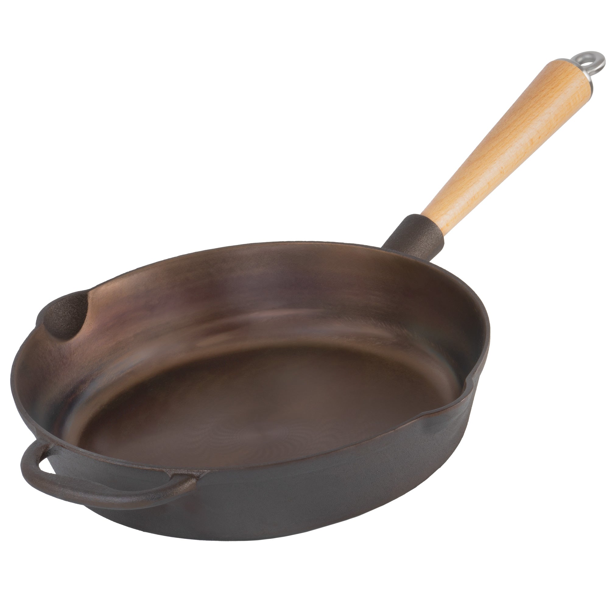 Cast iron skillet, Ø 27 cm, cast iron, polished, with two pouring spouts