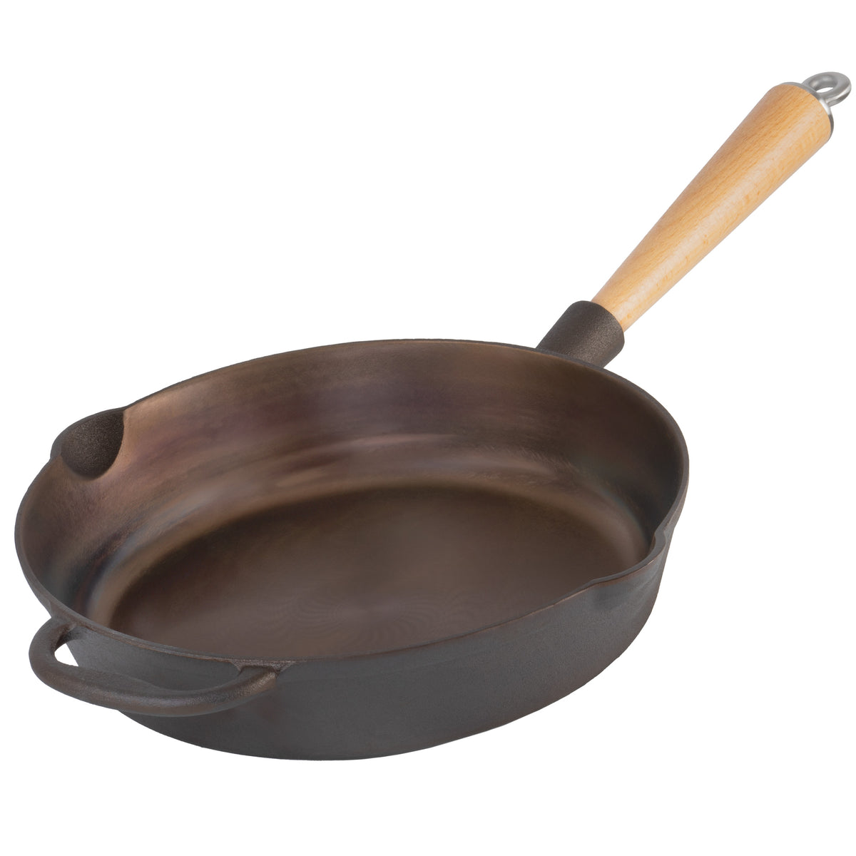 Cast iron skillet, Ø 27 cm, cast iron, polished, with two pouring spouts