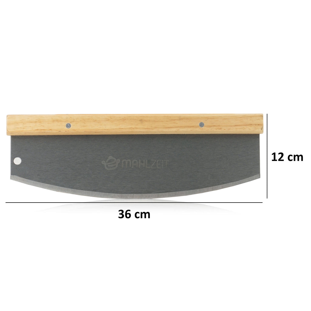 Pizzamesser, 36 x 12 cm, Edelstahl, mit Bambusgriff