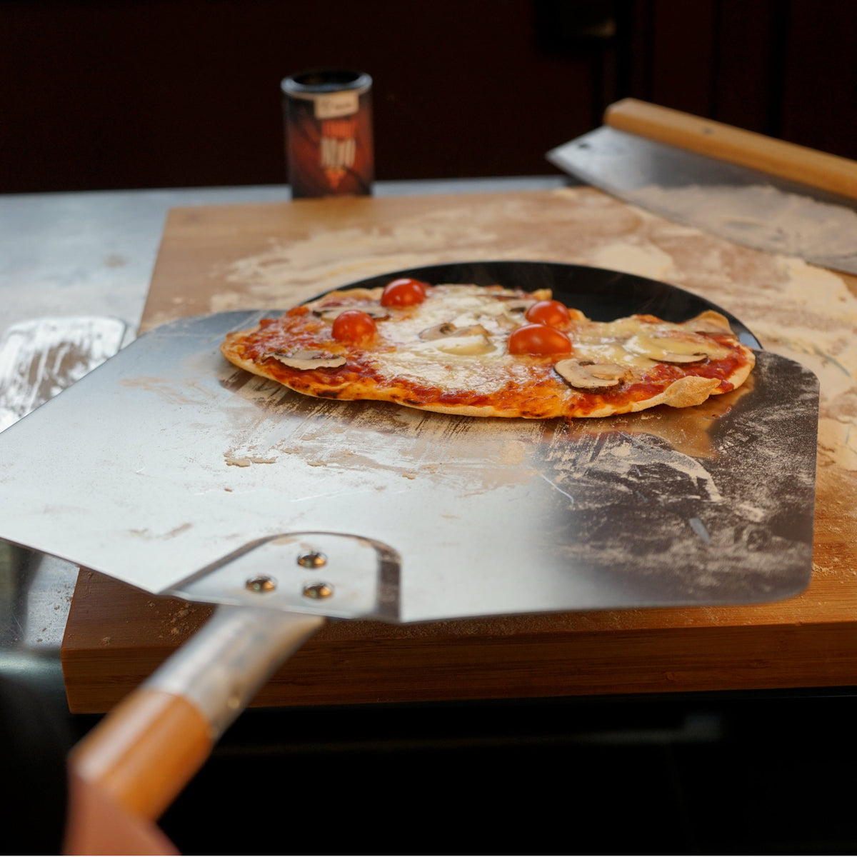Pizza Set, 4-piece, Ø 38 pizza stone, incl. peel, pizza cutter, spatula