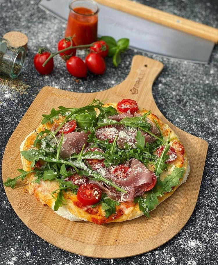 Pizza Set, 3-piece, 38 x 30 cm pizza stone, incl. peel and cutter