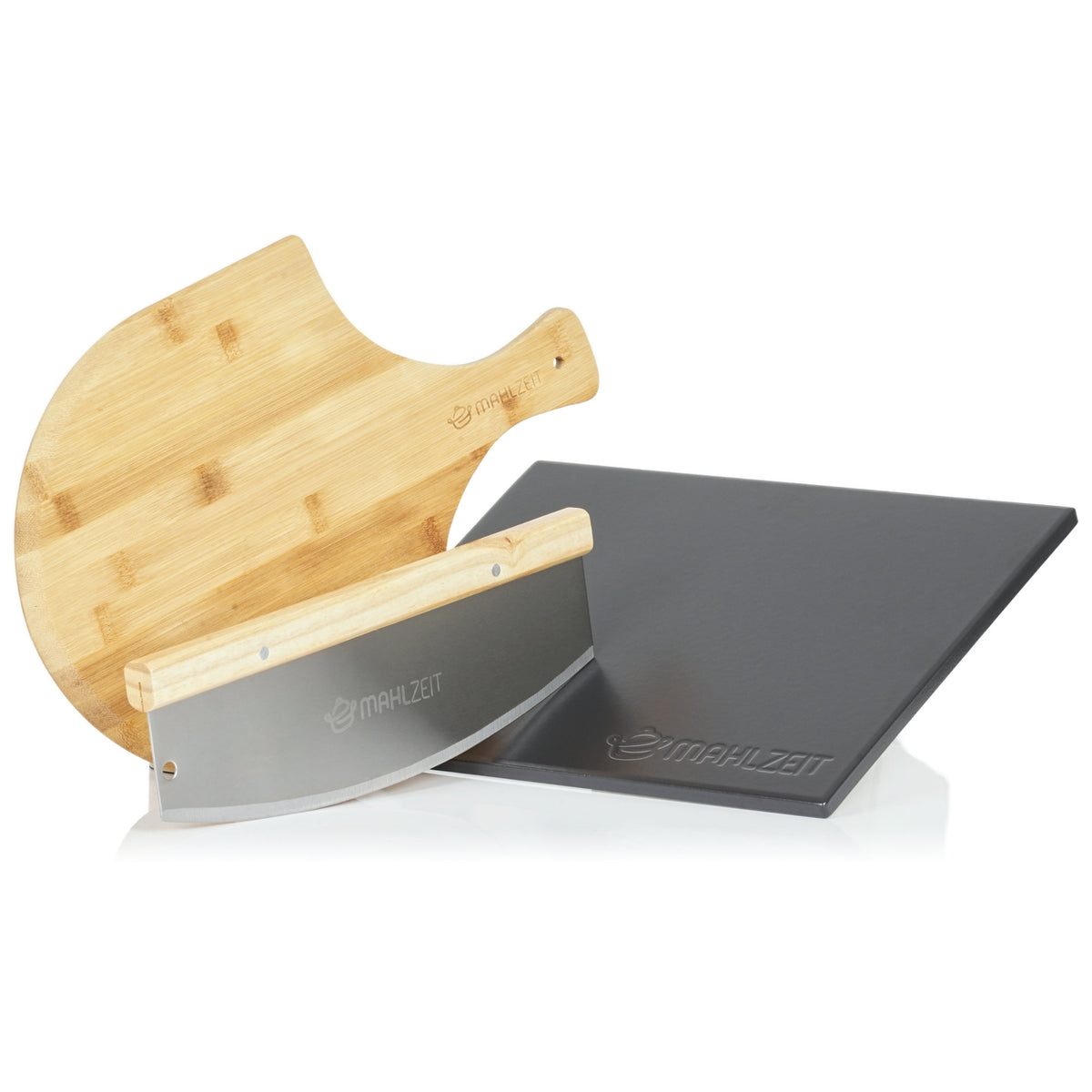 Pizza Set, 3-piece, 38 x 30 cm pizza stone, incl. peel and cutter