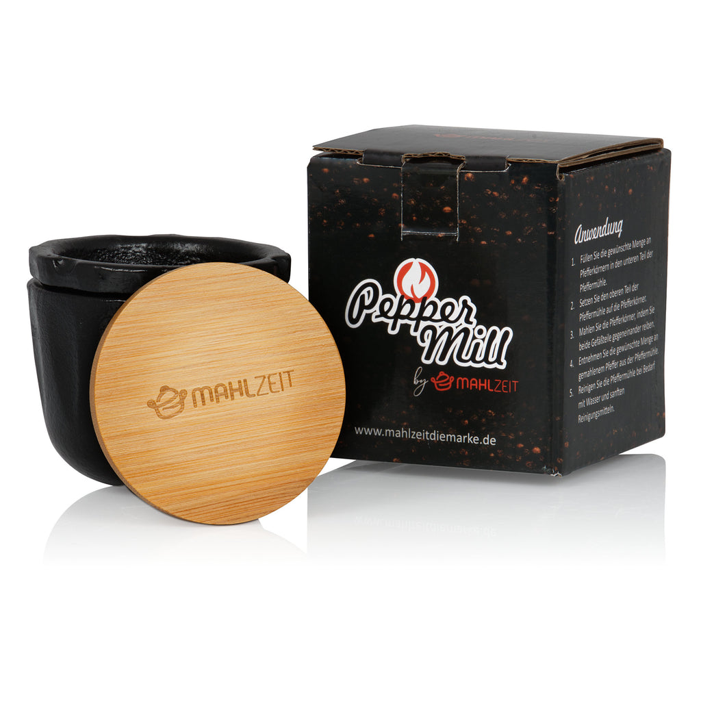 Moulin à poivre "Peppermill", Ø 7,5 x (H) 8 cm, fonte, couvercle en bambou inclus