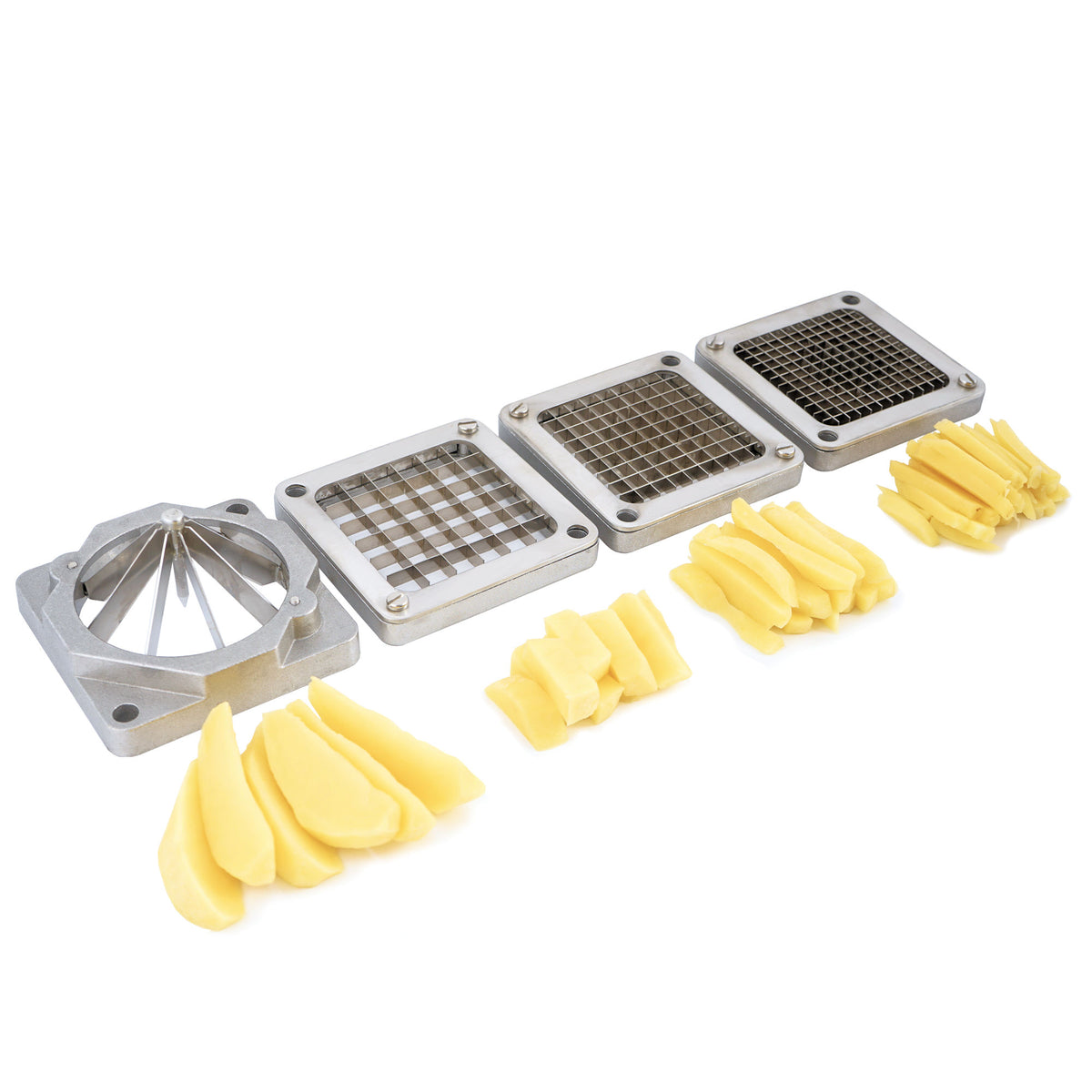 Potato slicer, incl. 4 stainless steel blades for sticks and wedges