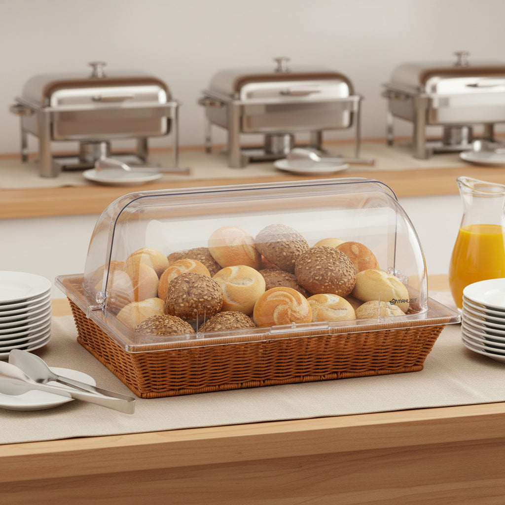 Rattan bread basket, 53.5 x 33 x 25 cm, incl. roll-top lid