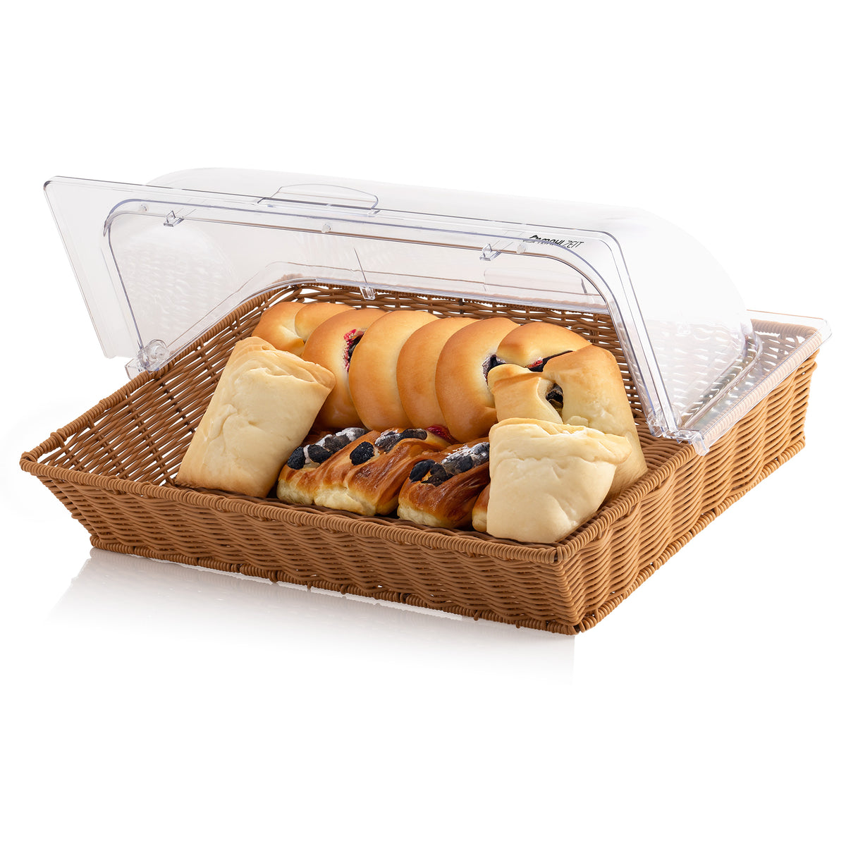 Rattan bread basket, 53.5 x 33 x 25 cm, incl. roll-top lid