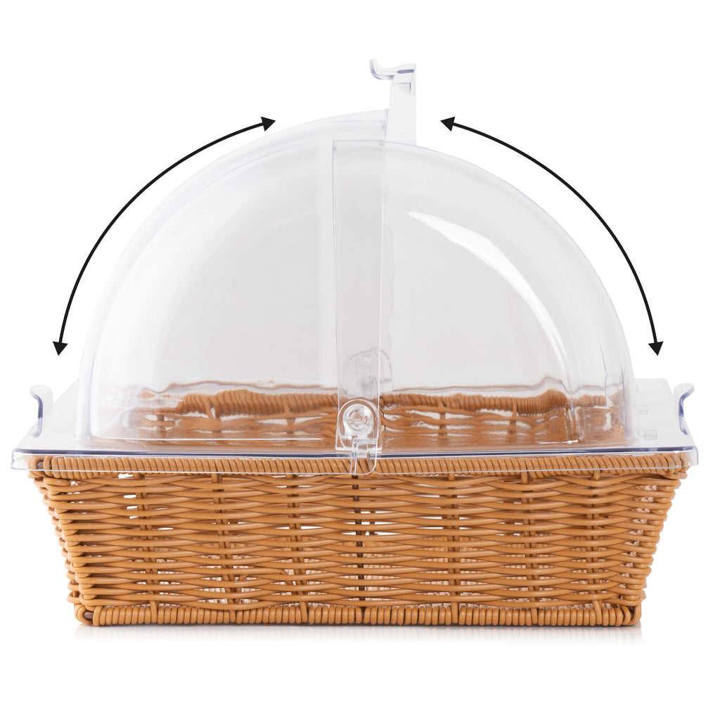 Rattan bread basket, 53.5 x 33 x 25 cm, incl. roll-top lid