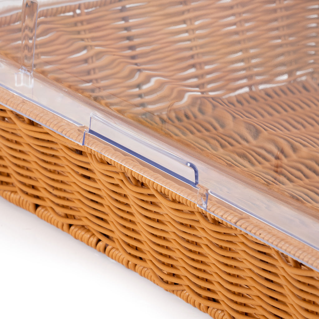 Rattan bread basket, 53.5 x 33 x 25 cm, incl. roll-top lid