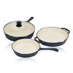 Set de poêles, 3 pièces, fonte, émaillé