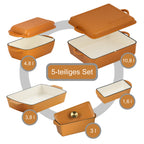 Roaster set, 5-piece, cast iron, enamelled