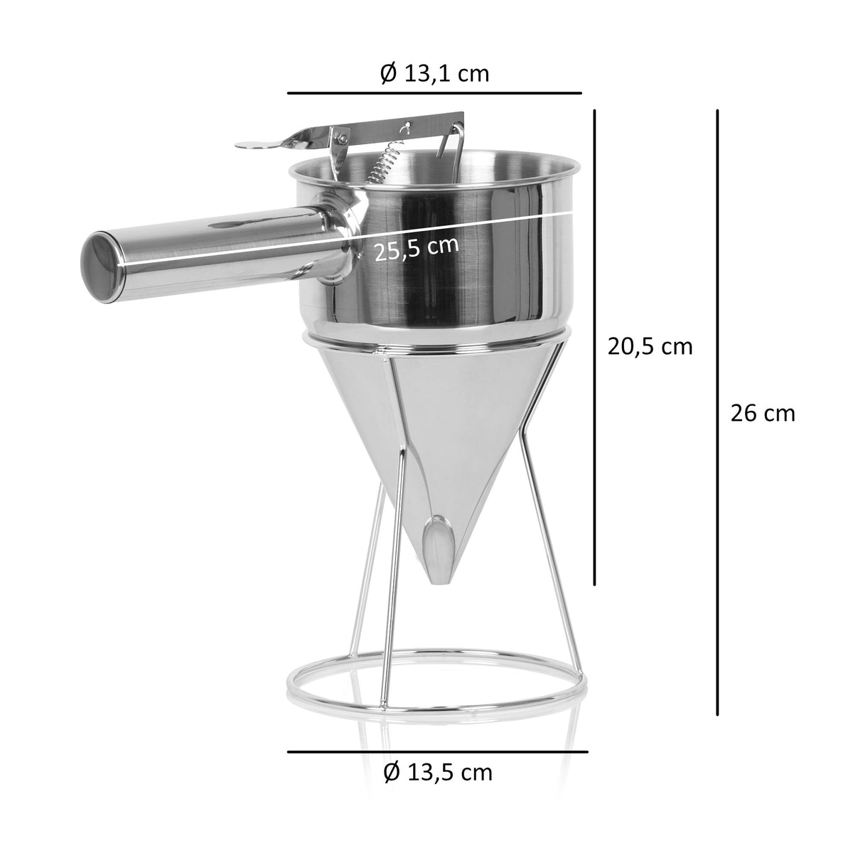 Batter dispenser, stainless steel, discharge opening Ø 8 mm, incl. stand