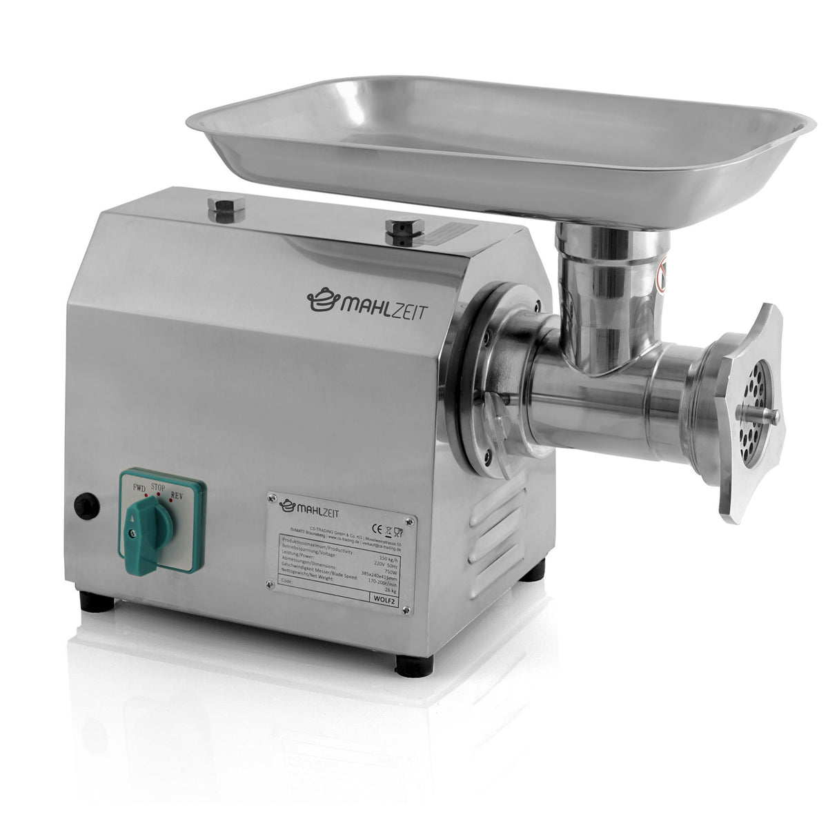 Meat grinder, electric, stainless steel, 750W - 150kg/h