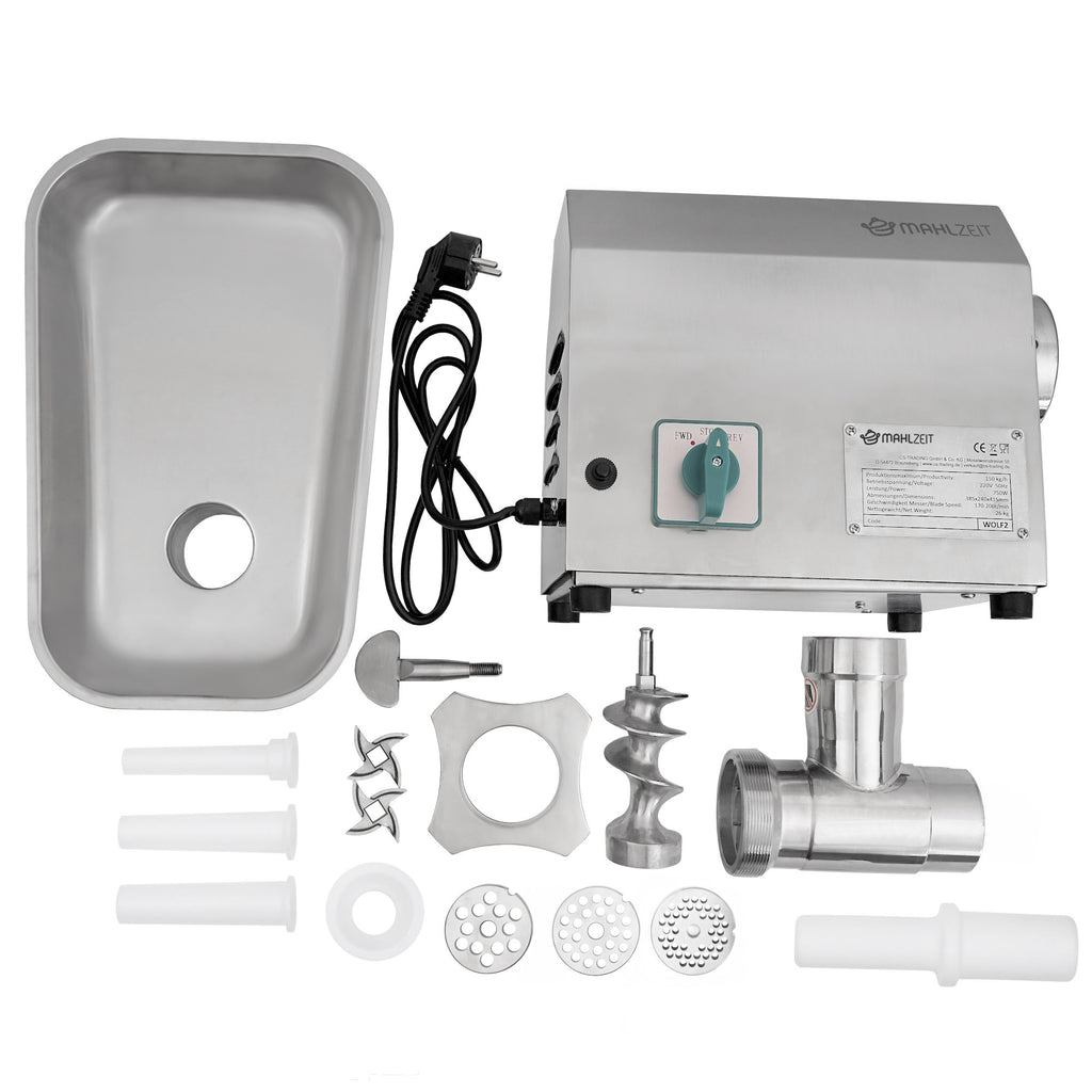 Meat grinder, electric, stainless steel, 750W - 150kg/h