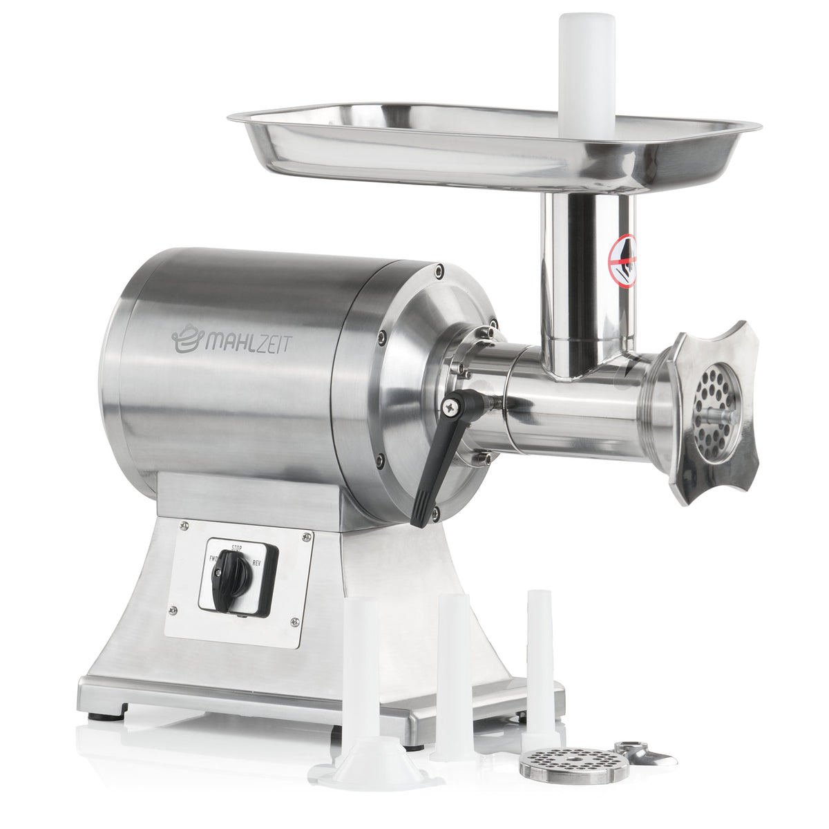 Meat grinder, electric, stainless steel, 650W 150kg/h, incl. sausage stuffer attachments