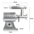 Meat grinder, electric, stainless steel, 650W 150kg/h, incl. sausage stuffer attachments